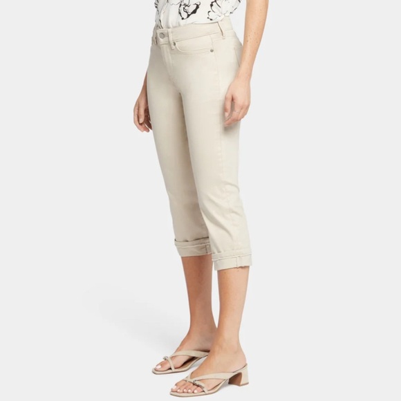 NYDJ Marilyn Straight Crop Cuffs Stylish Beige Pants Size 18 - Picture 4 of 9